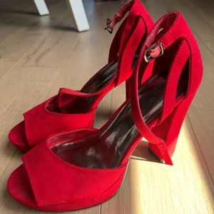 Red chunky heels